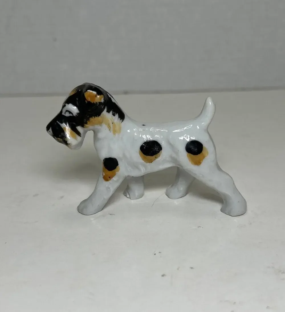Vtg Black & White Terrier Dog Porcelain 3